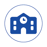 Blue school building icon