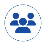 Three blue user icons
